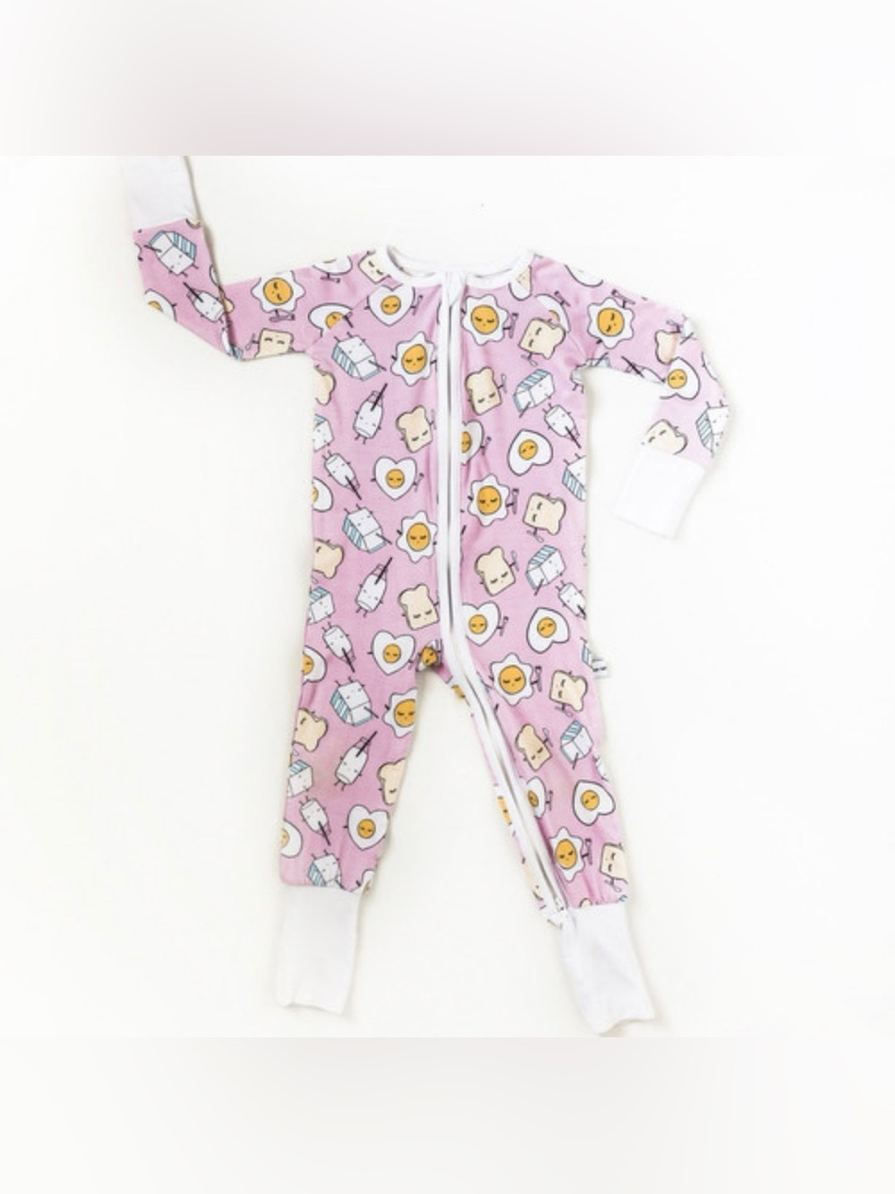 2T Little Sleepies Pink Breakfast Buddies Bamboo Zippy Sleeper Pajamas